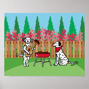 Póster Fiesta de barbacoa Dalmatians Hollyhock Personaliz
