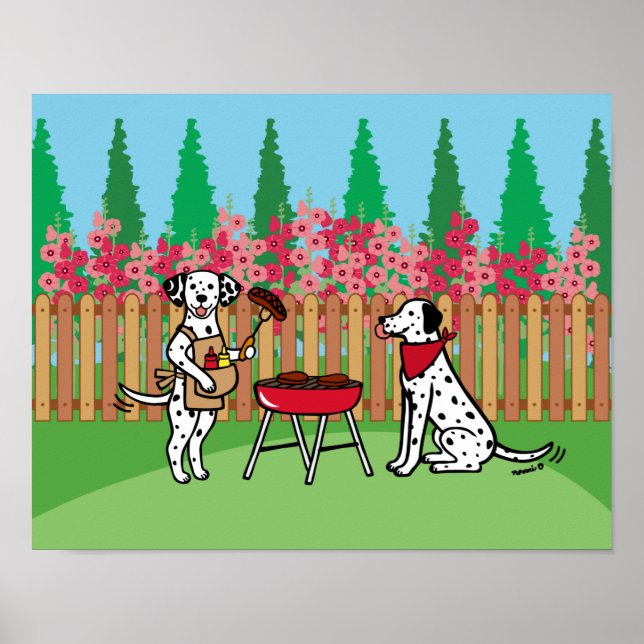 Póster Fiesta de barbacoa Dalmatians Hollyhock Personaliz (Frente)