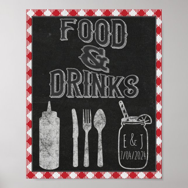 Póster Fiesta de barbacoa Rótulo de comida y bebida (Frente)