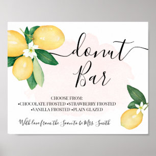Póster Fiesta de Barra de Donas Cumpleaños de Boda Lemons