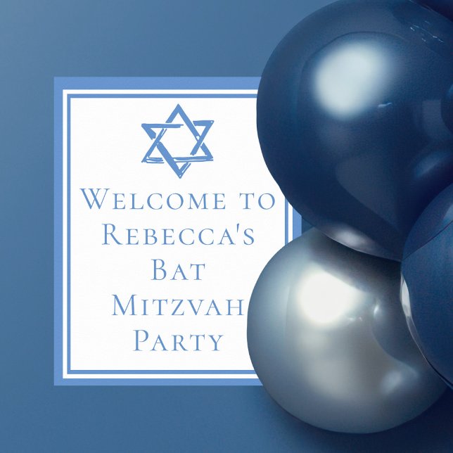 Póster Fiesta de Bat Mitzvah Estrella azul clara de David (Subido por el creador)