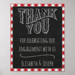 Póster Fiesta De BBQ Gracias Del Rótulo De Newlyweds