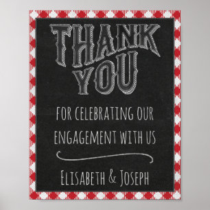 Póster Fiesta De BBQ Gracias Del Rótulo De Newlyweds