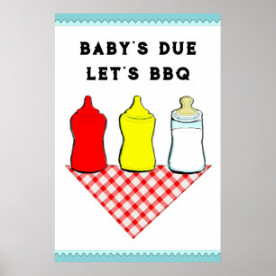 Póster Fiesta de bebé con barbacoa
