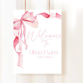 Póster Fiesta de Bebé con Lazo Rosa, Fiesta de Bebé, Es u