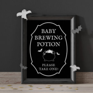 Póster Fiesta de Bebé de Halloween de Poción de Bebé Negr