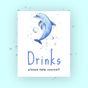 Póster Fiesta de bebé delfín - Bebidas