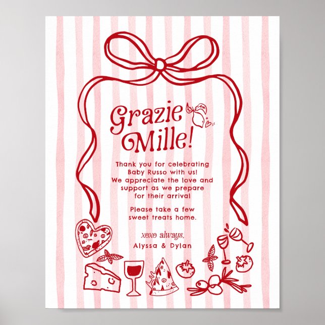 Póster Fiesta de Bebé Lemones Italianos Caprichosos Grazi (Frente)