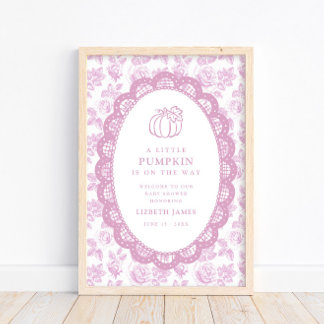 Póster Fiesta de Bebé Little Pumpkin Pink Toile