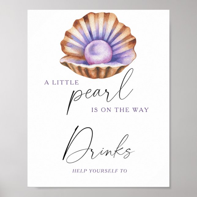 Póster Fiesta de bebé Pearl - Bebidas (Frente)