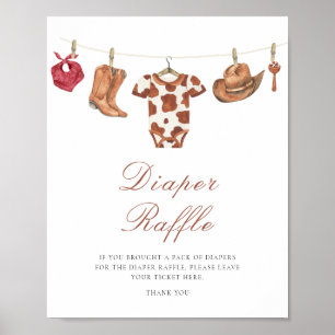 Póster Fiesta de bebé vaquero - cartel de rifa de pañales
