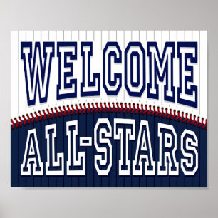 Póster Fiesta de béisbol BIENVENIDOS Rótulo ALL STARS Imp
