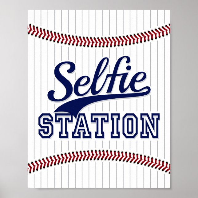 Póster Fiesta de béisbol SELFIE STATION Rótulo Imprimir (Frente)