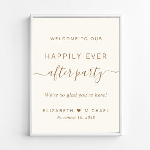 Póster Fiesta de Bienvenida de Boda Después de Felices pa