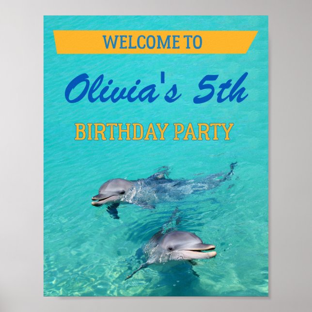 Póster Fiesta de bienvenida Dolphin signo fiesta decoraci (Frente)