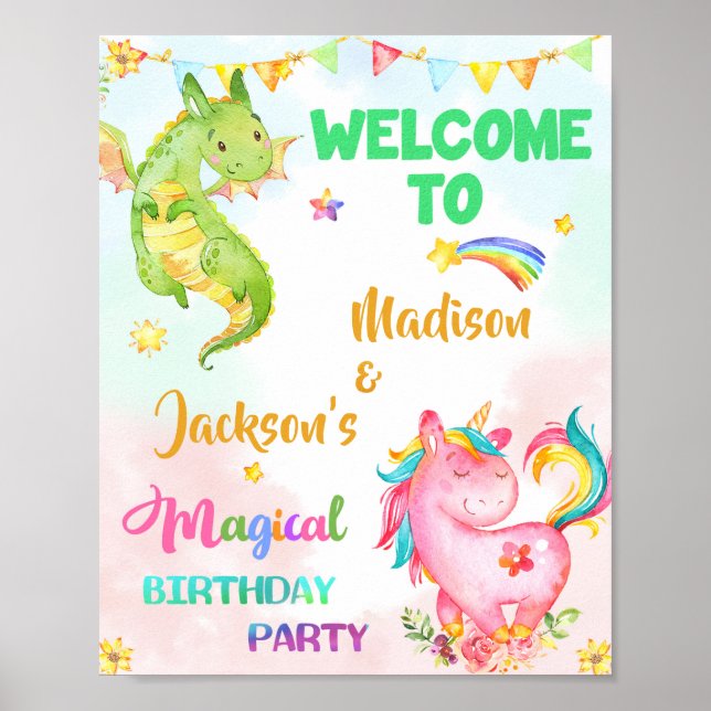 Póster Fiesta de bienvenida Dragon y Unicorn firman fiest (Frente)
