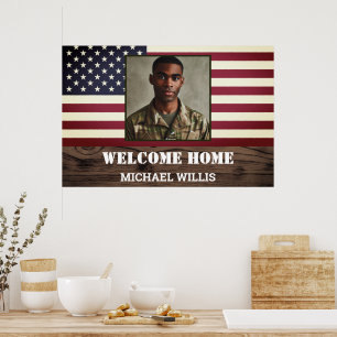 Póster Fiesta de bienvenida en casa Soldado Foto personal