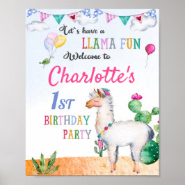 Póster Fiesta de bienvenida Llama firma poster Alpaca