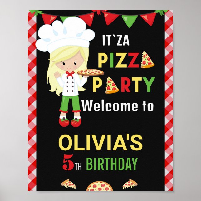 Póster Fiesta de bienvenida Pizza fiesta de cocina (Frente)