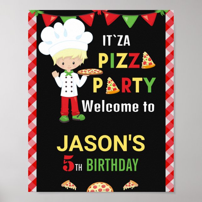 Póster Fiesta de bienvenida Pizza fiesta de cocina (Frente)