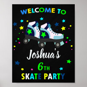 Póster Fiesta de bienvenida Roller poster de patinaje sob