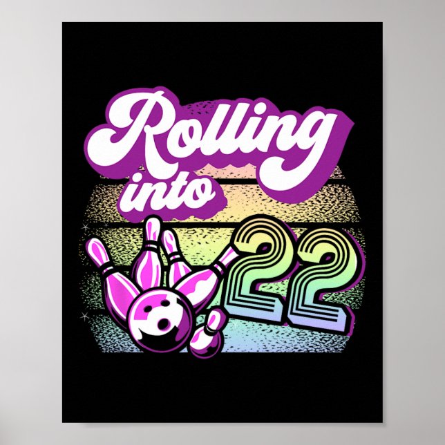 Póster Fiesta de boliche acudiendo a 22 bolos (Frente)