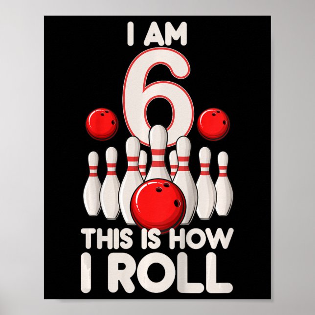 Póster Fiesta de boliche de 6 años de edad 6 cumpleaños (Frente)