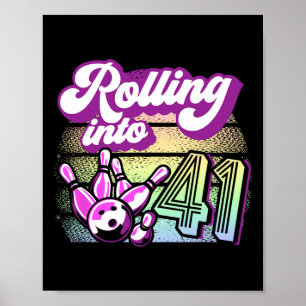 Póster Fiesta de boliche en 41 cumpleaños de bolos