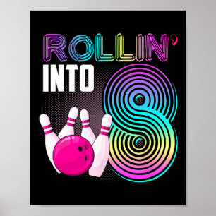 Póster Fiesta de boliche Rollin' en niño Chica de cumplea