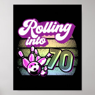 Póster Fiesta de boliche Rolling en 70 Bowling Cumpleaños