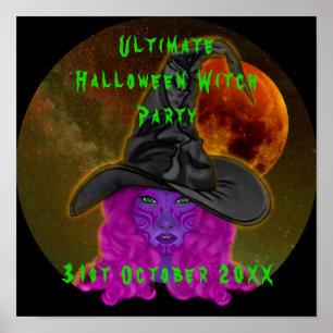 Póster Fiesta de Brujas de Halloween definitiva 31 de Oct