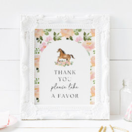 Póster Fiesta De Caballos Gracias Por Favor Del Rótulo