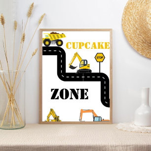 Póster Fiesta de camiones de la construcción de la zona d