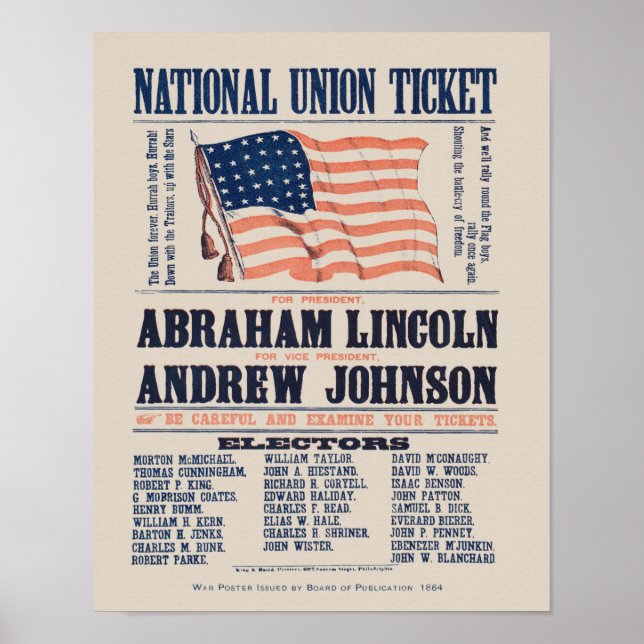 Póster fiesta de campaña 1864 poster - Lincoln (Frente)