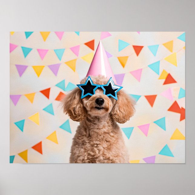 Póster Fiesta de Caniche Adorable (Frente)