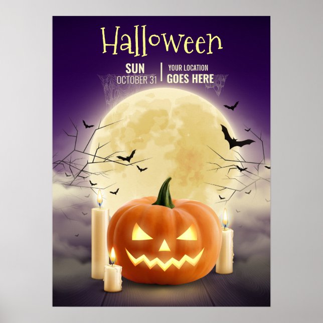 Póster Fiesta de Casa Embrujada de Halloween editable, Ha (Frente)