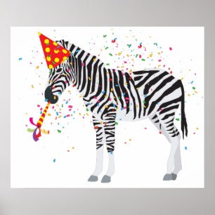 Póster Fiesta de cebra - Animales con Fiesta