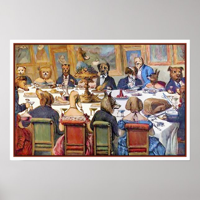 Póster Fiesta de cena de perros - Artista desconocido (Frente)