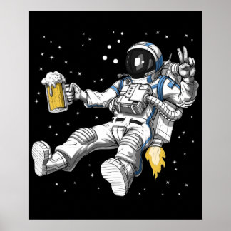Póster Fiesta de cerveza astronauta