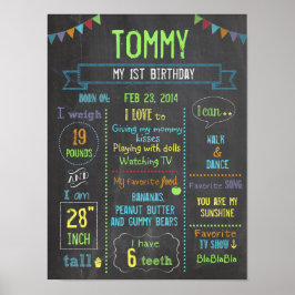 Póster Fiesta de Chalkboard poster de cumpleaños de niño 