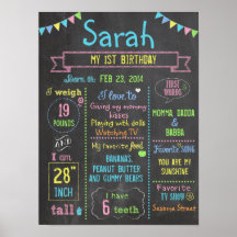 Fiesta de Chalkboard poster de primer cumpleaños p