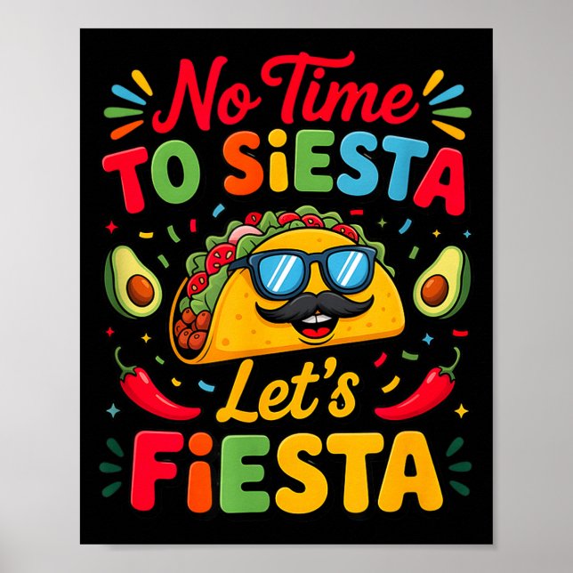 Póster Fiesta de Cinco De Mayo Fiesta de Tacos Diversión  (Frente)