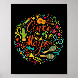 Póster Fiesta de Cinco De Mayo Hombres Mujeres Fiesta Mex