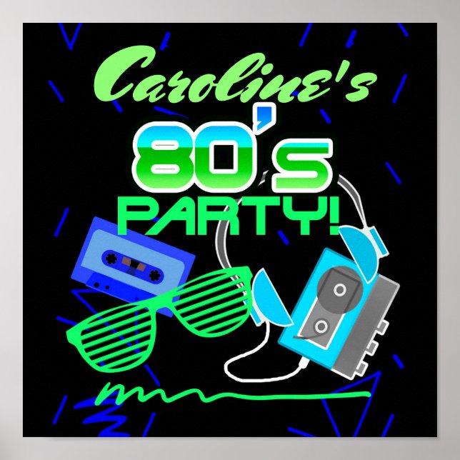 Póster fiesta de cintas Cassette de 80 (Frente)