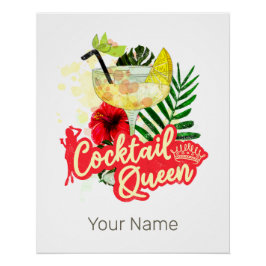 Póster Fiesta de Cocktail Queen Vintage Hen Bachelorette