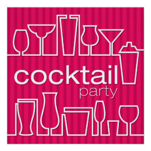Póster fiesta de cóctel rosa