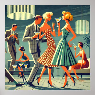 Póster Fiesta de cócteles de bailes de Martini Moderno de