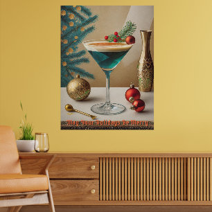 Póster Fiesta de cócteles de Navidad de mediados de siglo