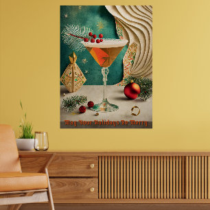 Póster Fiesta de cócteles de Navidad de mediados de siglo