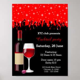 Póster Fiesta de cócteles * elija color de fondo